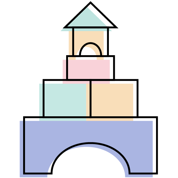 A line icon of building blocks, that build a tower.